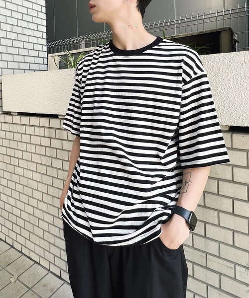 Figments（フィグメンツ）の「ボーダーＴシャツ（Tシャツ/カットソー・レディース・ホワイト/ブルー/グリーン・FREE）」の14枚目の写真