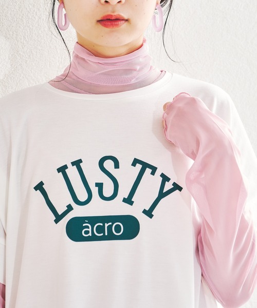 acro（アクロ）の「カラーロゴTシャツ/AC1436（Tシャツ/カットソー・レディース・ベージュ/ブラック×ホワイト/グレー/オフホワイト/パープル/ブラック/グレー系その他/ホワイト・ﾌﾘ-）」の10枚目の写真