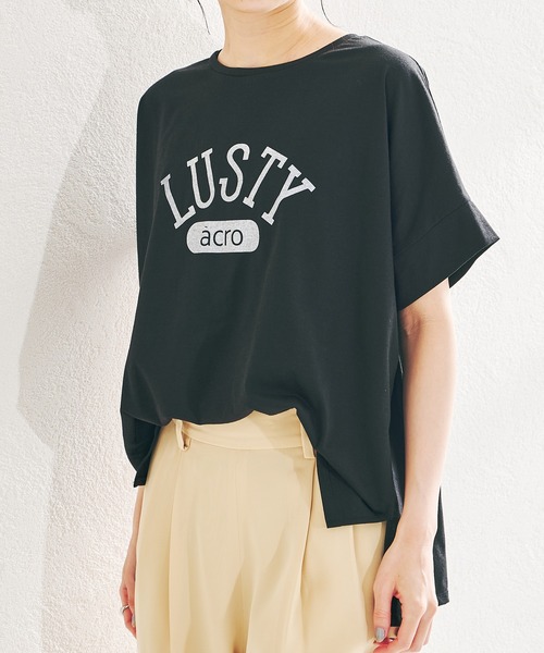 acro（アクロ）の「カラーロゴTシャツ/AC1436（Tシャツ/カットソー・レディース・ベージュ/ブラック×ホワイト/グレー/オフホワイト/パープル/ブラック/グレー系その他/ホワイト・ﾌﾘ-）」の14枚目の写真