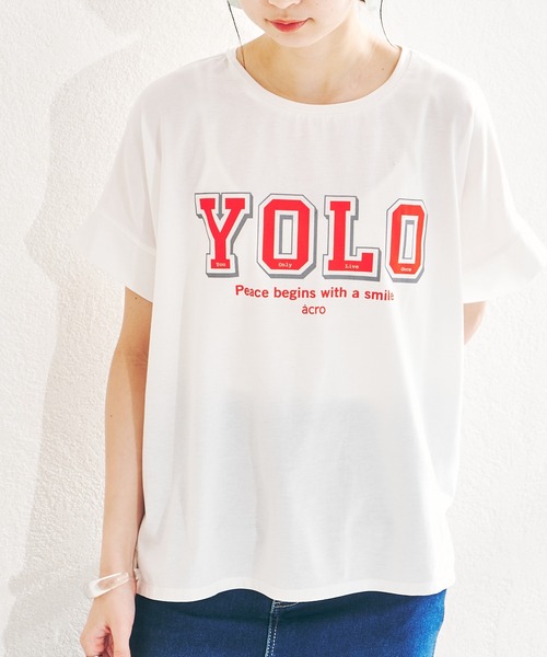 acro（アクロ）の「カラーロゴTシャツ/AC1436（Tシャツ/カットソー・レディース・ベージュ/ブラック×ホワイト/グレー/オフホワイト/パープル/ブラック/グレー系その他/ホワイト・ﾌﾘ-）」の12枚目の写真