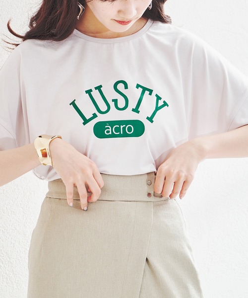 acro（アクロ）の「カラーロゴTシャツ/AC1436（Tシャツ/カットソー・レディース・ベージュ/ブラック×ホワイト/グレー/オフホワイト/パープル/ブラック/グレー系その他/ホワイト・ﾌﾘ-）」の22枚目の写真