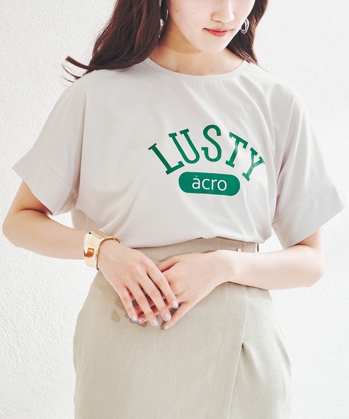 acro（アクロ）の「カラーロゴTシャツ/AC1436（Tシャツ/カットソー・レディース・ベージュ/ブラック×ホワイト/グレー/オフホワイト/パープル/ブラック/グレー系その他/ホワイト・ﾌﾘ-）」の21枚目の写真