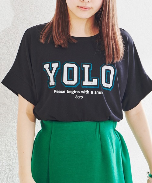 acro（アクロ）の「カラーロゴTシャツ/AC1436（Tシャツ/カットソー・レディース・ベージュ/ブラック×ホワイト/グレー/オフホワイト/パープル/ブラック/グレー系その他/ホワイト・ﾌﾘ-）」の19枚目の写真