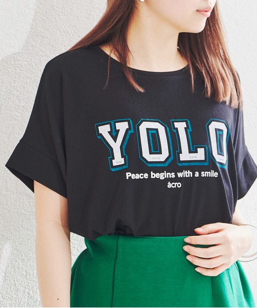 acro（アクロ）の「カラーロゴTシャツ/AC1436（Tシャツ/カットソー・レディース・ベージュ/ブラック×ホワイト/グレー/オフホワイト/パープル/ブラック/グレー系その他/ホワイト・ﾌﾘ-）」の20枚目の写真