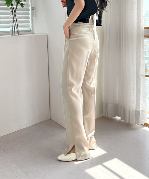 by muni:r（バイ ムニール）の「オルジナルスリットピンタックスラックス（スラックス・レディース・ブラック/ベージュ/イエロー/グリーン/ブルー/ブルー系その他/ライトピンク/スモークピンク・SMALL/MEDIUM）」の14枚目の写真