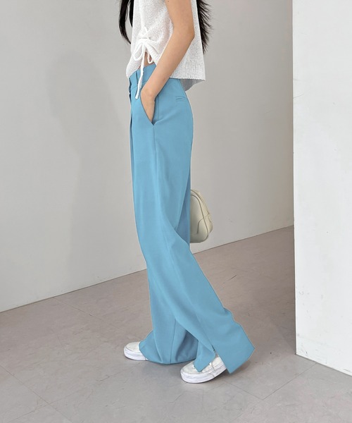 by muni:r（バイ ムニール）の「オルジナルスリットピンタックスラックス（スラックス・レディース・ブラック/ベージュ/イエロー/グリーン/ブルー/ブルー系その他/ライトピンク/スモークピンク・SMALL/MEDIUM）」の22枚目の写真