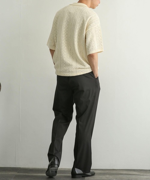 SENSE OF PLACE by URBAN RESEARCH（センスオブプレイスバイアーバンリサーチ）の「『ユニセックス』レースアミポロシャツ(5分袖)（ニット/セーター・メンズ・レッド/ブラック/アイボリー・MEDIUM/LARGE）」の9枚目の写真