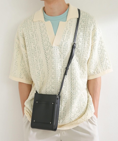 SENSE OF PLACE by URBAN RESEARCH（センスオブプレイスバイアーバンリサーチ）の「『ユニセックス』レースアミポロシャツ(5分袖)（ニット/セーター・メンズ・レッド/ブラック/アイボリー・MEDIUM/LARGE）」の12枚目の写真