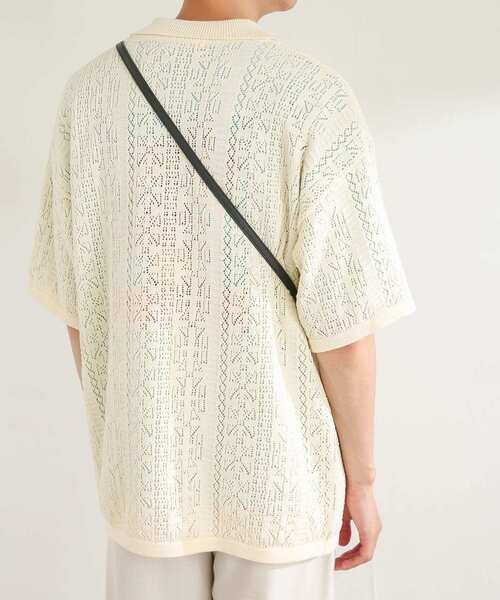 SENSE OF PLACE by URBAN RESEARCH（センスオブプレイスバイアーバンリサーチ）の「『ユニセックス』レースアミポロシャツ(5分袖)（ニット/セーター・メンズ・レッド/ブラック/アイボリー・MEDIUM/LARGE）」の13枚目の写真