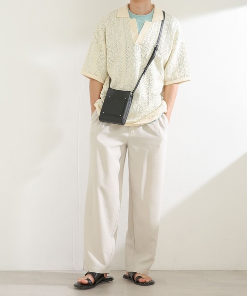 SENSE OF PLACE by URBAN RESEARCH（センスオブプレイスバイアーバンリサーチ）の「『ユニセックス』レースアミポロシャツ(5分袖)（ニット/セーター・メンズ・レッド/ブラック/アイボリー・MEDIUM/LARGE）」の15枚目の写真