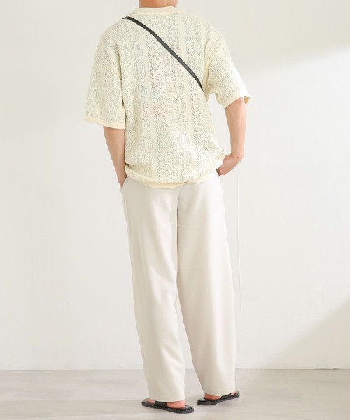 SENSE OF PLACE by URBAN RESEARCH（センスオブプレイスバイアーバンリサーチ）の「『ユニセックス』レースアミポロシャツ(5分袖)（ニット/セーター・メンズ・レッド/ブラック/アイボリー・MEDIUM/LARGE）」の17枚目の写真