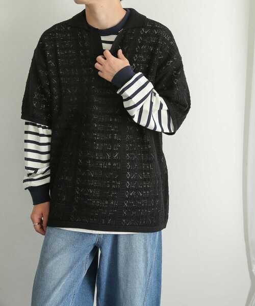 SENSE OF PLACE by URBAN RESEARCH（センスオブプレイスバイアーバンリサーチ）の「『ユニセックス』レースアミポロシャツ(5分袖)（ニット/セーター・メンズ・レッド/ブラック/アイボリー・MEDIUM/LARGE）」の21枚目の写真