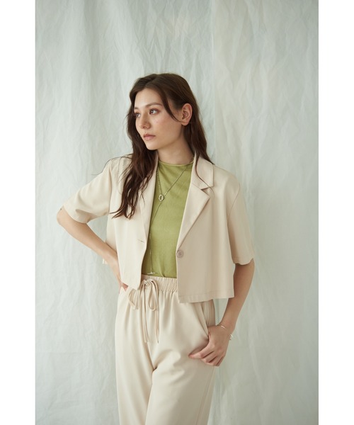 a:mure（アミュール）の「半袖ジャケットセットアップ（セットアップ・レディース・オフホワイト/ブラック/ブルー・FREE）」の19枚目の写真