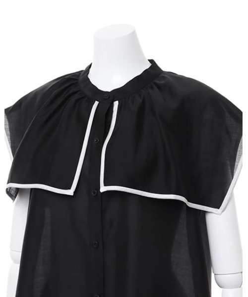 MLI'A（エムリア）の「ビッグカラー配色ノースリブラウス（シャツ/ブラウス・レディース・ホワイト×ブラック/ブラック×ホワイト・M）」の15枚目の写真