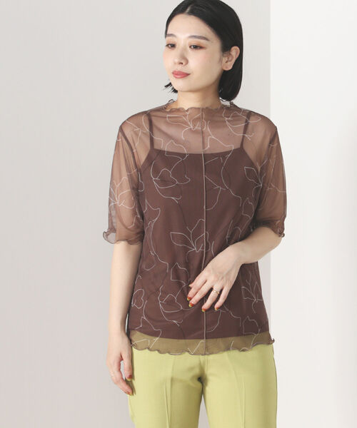 BEAMS HEART（ビームスハート）の「BEAMS HEART / シアー プリント プルオーバー（Tシャツ/カットソー・レディース・ブラック/ブラウン/サックスブルー/ホワイト系その他5・FREE）」の3枚目の写真