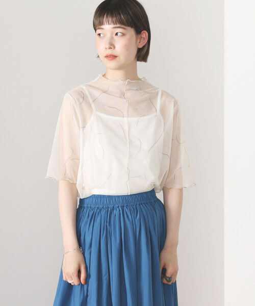 BEAMS HEART（ビームスハート）の「BEAMS HEART / シアー プリント プルオーバー（Tシャツ/カットソー・レディース・ブラック/ブラウン/サックスブルー/ホワイト系その他5・FREE）」の2枚目の写真