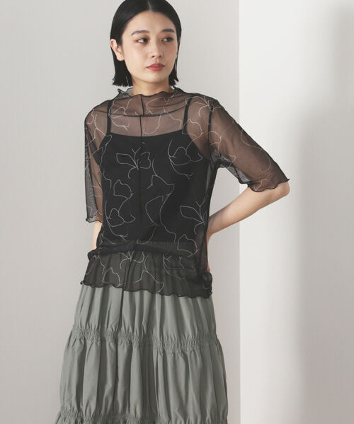 BEAMS HEART（ビームスハート）の「BEAMS HEART / シアー プリント プルオーバー（Tシャツ/カットソー・レディース・ブラック/ブラウン/サックスブルー/ホワイト系その他5・FREE）」の11枚目の写真