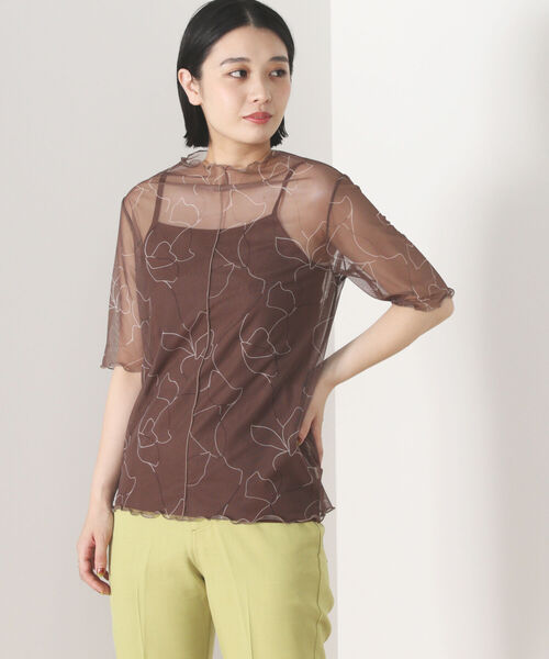 BEAMS HEART（ビームスハート）の「BEAMS HEART / シアー プリント プルオーバー（Tシャツ/カットソー・レディース・ブラック/ブラウン/サックスブルー/ホワイト系その他5・FREE）」の13枚目の写真