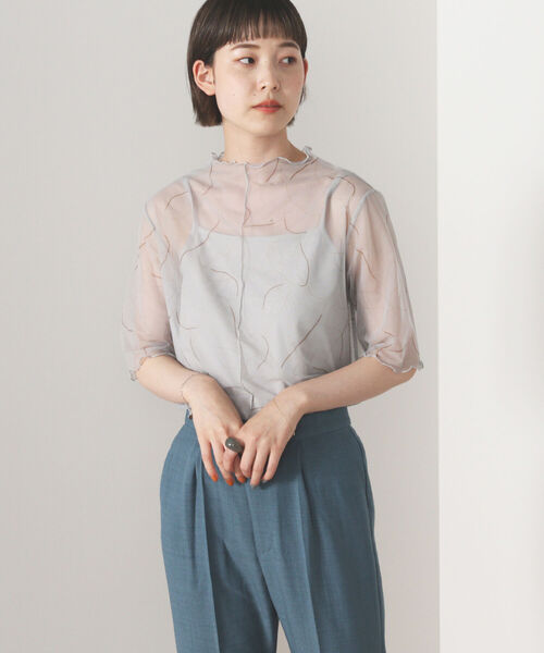 BEAMS HEART（ビームスハート）の「BEAMS HEART / シアー プリント プルオーバー（Tシャツ/カットソー・レディース・ブラック/ブラウン/サックスブルー/ホワイト系その他5・FREE）」の16枚目の写真