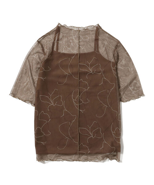 BEAMS HEART（ビームスハート）の「BEAMS HEART / シアー プリント プルオーバー（Tシャツ/カットソー・レディース・ブラック/ブラウン/サックスブルー/ホワイト系その他5・FREE）」の22枚目の写真