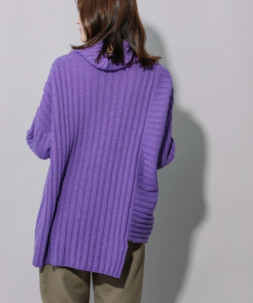 Munich（ミューニック）の「ラムウールリブニットハイネックプルオーバー（ニット/セーター・レディース・ブラック/ベージュ/パープル/エメラルド・FREE）」の10枚目の写真