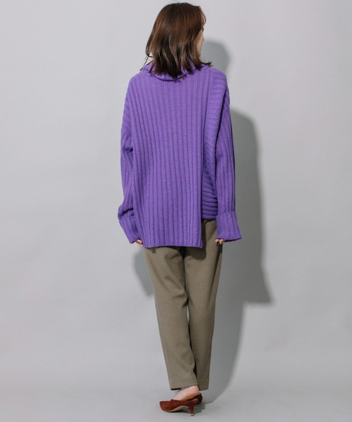 Munich（ミューニック）の「ラムウールリブニットハイネックプルオーバー（ニット/セーター・レディース・ブラック/ベージュ/パープル/エメラルド・FREE）」の7枚目の写真