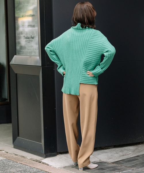 Munich（ミューニック）の「ラムウールリブニットハイネックプルオーバー（ニット/セーター・レディース・ブラック/ベージュ/パープル/エメラルド・FREE）」の14枚目の写真