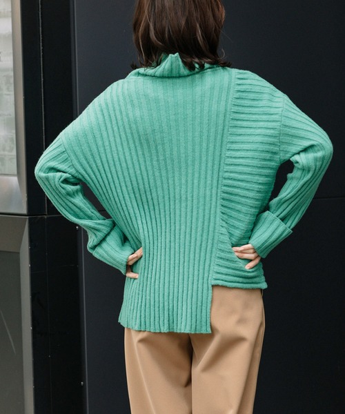 Munich（ミューニック）の「ラムウールリブニットハイネックプルオーバー（ニット/セーター・レディース・ブラック/ベージュ/パープル/エメラルド・FREE）」の17枚目の写真