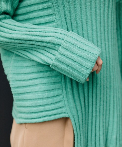 Munich（ミューニック）の「ラムウールリブニットハイネックプルオーバー（ニット/セーター・レディース・ブラック/ベージュ/パープル/エメラルド・FREE）」の21枚目の写真