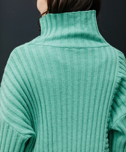 Munich（ミューニック）の「ラムウールリブニットハイネックプルオーバー（ニット/セーター・レディース・ブラック/ベージュ/パープル/エメラルド・FREE）」の20枚目の写真