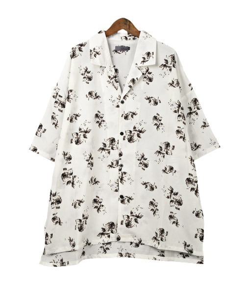 LUXSTYLE(ラグスタイル)の「花柄BIGオープンカラー半袖シャツ(シャツ/ブラウス・メンズ・ブラック/ホワイト・M/L)」の3枚目の写真