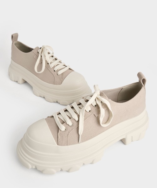 スニーカー 23.5 厚底CHARLES & KEITH チャールズ&キース セール 29%OFF】レースアップ チャンキースニーカー(507015399