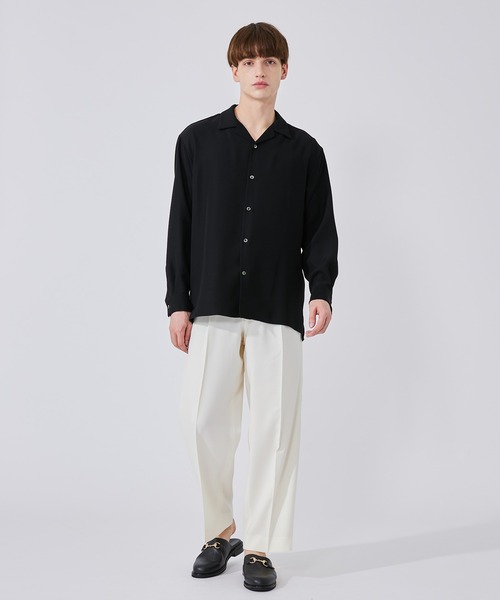 UNITED TOKYO（ユナイテッドトウキョウ）の「ドレープドライオープンカラーLSシャツ（シャツ/ブラウス・メンズ・ブラック/ネイビー/カーキ/ブルー/アイボリー/グレイッシュブルー・1/2/3）」の19枚目の写真