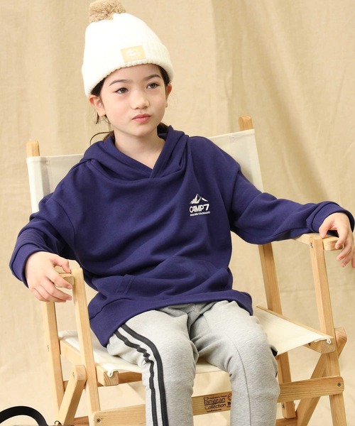 CAMP7（キャンプセブン）の「【CAMP7】ロゴパーカー（パーカー・キッズ・グレー/パープル/ブラック/カーキブラウン・120/130/105/140/150/160）」の4枚目の写真
