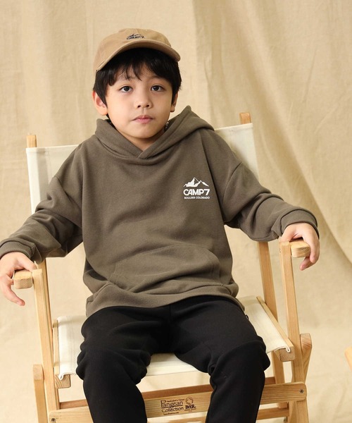 CAMP7（キャンプセブン）の「【CAMP7】ロゴパーカー（パーカー・キッズ・グレー/パープル/ブラック/カーキブラウン・120/130/105/140/150/160）」の3枚目の写真