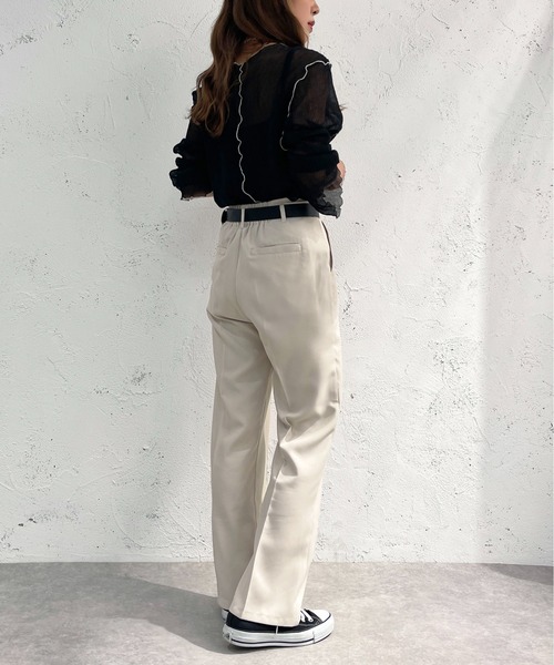 apres jour mignon（アプレジュールミニョン）の「シュエットフレアパンツ【ZOZOTOWN限定アイテム】（その他パンツ・レディース・ブラック/ボルドー/ダークブルー/チャコールグレー/マスタード/アイボリー/イエロー/ピンク系その他/ダークブラウン/ピンク/グリーン系その他/オレンジ・MEDIUM/SMALL/X-LARGE）」の17枚目の写真