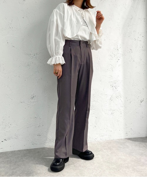 apres jour mignon（アプレジュールミニョン）の「シュエットフレアパンツ【ZOZOTOWN限定アイテム】（その他パンツ・レディース・ブラック/ボルドー/ダークブルー/チャコールグレー/マスタード/アイボリー/イエロー/ピンク系その他/ダークブラウン/ピンク/グリーン系その他/オレンジ・MEDIUM/SMALL/X-LARGE）」の22枚目の写真