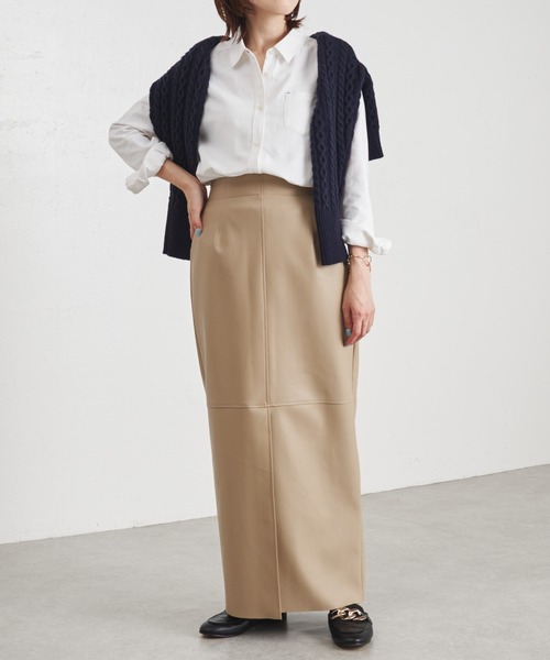 COLLAGE GALLARDAGALANTE（コラージュガリャルダガランテ）の「ヴィーガンレザータイトスカート/手洗い可（スカート・レディース・ベージュ/パープル・FREE）」の9枚目の写真