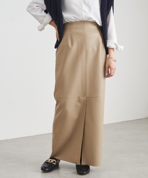 COLLAGE GALLARDAGALANTE（コラージュガリャルダガランテ）の「ヴィーガンレザータイトスカート/手洗い可（スカート・レディース・ベージュ/パープル・FREE）」の13枚目の写真