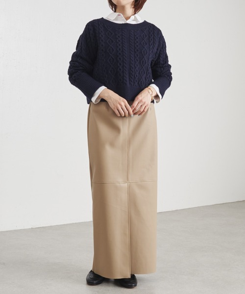 COLLAGE GALLARDAGALANTE（コラージュガリャルダガランテ）の「ヴィーガンレザータイトスカート/手洗い可（スカート・レディース・ベージュ/パープル・FREE）」の18枚目の写真