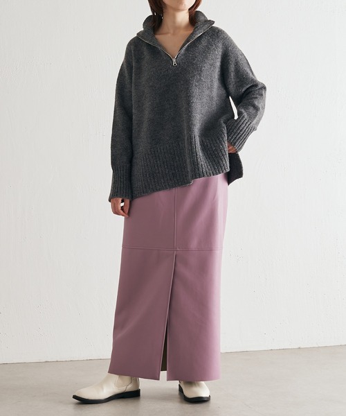 COLLAGE GALLARDAGALANTE（コラージュガリャルダガランテ）の「ヴィーガンレザータイトスカート/手洗い可（スカート・レディース・ベージュ/パープル・FREE）」の14枚目の写真