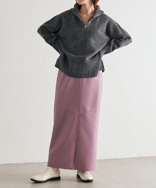 COLLAGE GALLARDAGALANTE（コラージュガリャルダガランテ）の「ヴィーガンレザータイトスカート/手洗い可（スカート・レディース・ベージュ/パープル・FREE）」の7枚目の写真