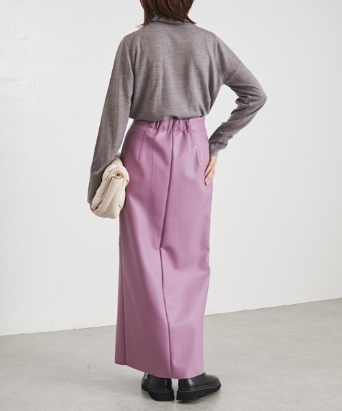 COLLAGE GALLARDAGALANTE（コラージュガリャルダガランテ）の「ヴィーガンレザータイトスカート/手洗い可（スカート・レディース・ベージュ/パープル・FREE）」の11枚目の写真