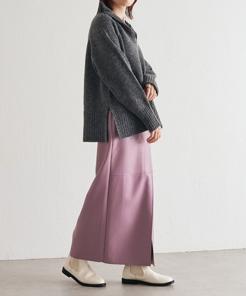 COLLAGE GALLARDAGALANTE（コラージュガリャルダガランテ）の「ヴィーガンレザータイトスカート/手洗い可（スカート・レディース・ベージュ/パープル・FREE）」の19枚目の写真