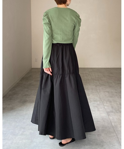 She's Closet（シーズクローゼット）の「【低身長向け/高身長向けサイズ有】ギャザーフレアボリュームロング丈tティアードスカート（スカート・レディース・ブラック/ベージュ・FREE/SHORT/TALL）」の17枚目の写真