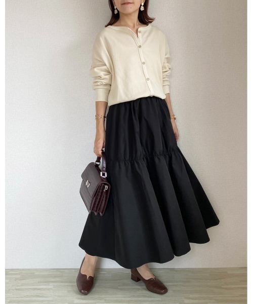 She's Closet（シーズクローゼット）の「【低身長向け/高身長向けサイズ有】ギャザーフレアボリュームロング丈tティアードスカート（スカート・レディース・ブラック/ベージュ・FREE/SHORT/TALL）」の19枚目の写真