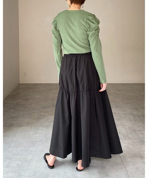 She's Closet（シーズクローゼット）の「【低身長向け/高身長向けサイズ有】ギャザーフレアボリュームロング丈tティアードスカート（スカート・レディース・ブラック/ベージュ・FREE/SHORT/TALL）」の20枚目の写真