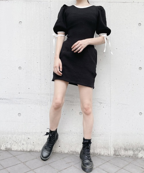 lilLilly（リルリリー）の「ワッフルミニワンピース（ワンピース・レディース・ホワイト/ブルー/ブラック×ホワイト/ブラック×ブラック・FREE）」の20枚目の写真