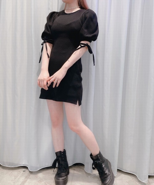 lilLilly（リルリリー）の「ワッフルミニワンピース（ワンピース・レディース・ホワイト/ブルー/ブラック×ホワイト/ブラック×ブラック・FREE）」の22枚目の写真