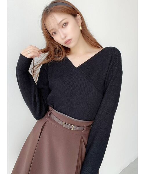 RESEXXY(リゼクシー)の「カシュクールニットトップス(ニット/セーター・レディース・ブラック/ベージュ/ブルー/アイボリー・FREE)」の6枚目の写真